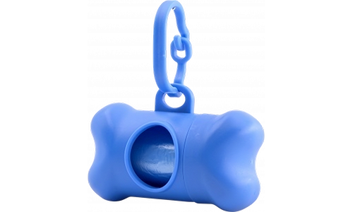 Dispensador de Sacos Higiénicos para Cão Dispensador de saco de fezes para cão em forma de osso azul, conveniente para donos de cães, prende facilmente à coleira.