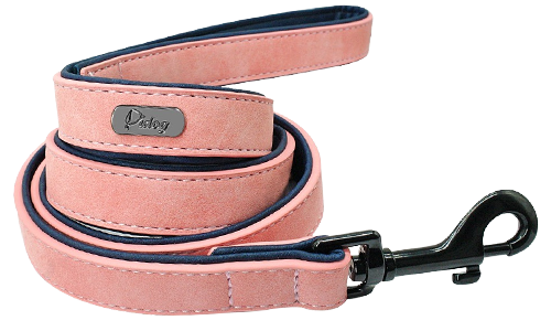 Coleira de veludo rosa claro para cão, 120 cm, fácil de segurar, com fecho metálico resistente, para caminhadas confortáveis.
