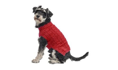 Suéter de algodão vermelho para cães com padrão trançado, proteção extra, mantém os cães aquecidos no clima frio.
