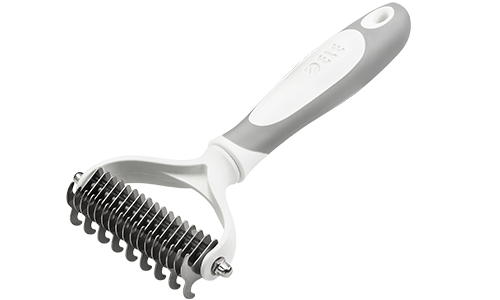 Pente de desembaraçar para cão Rastelo desmatador branco para cão com lâminas de aço inox e cabo ergonômico, para remover nós e reduzir queda de pelos.