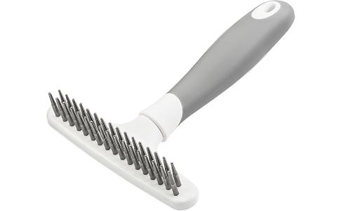 Pente ancinho para subpelo de cão Rastelo para subpelo de cão com 32 pinos de metal e cabo ergonômico, para remover pelos soltos e reduzir a queda.