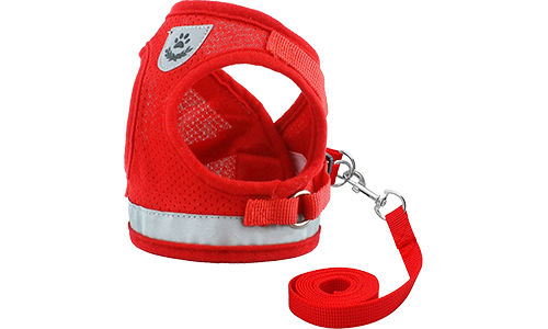 Conjunto de peitoral e trela refletivos para cães Coleira refletiva vermelha para cão com fivela metálica gravada, 40-63 cm, 2,5 cm de largura, com D-ring para guia.