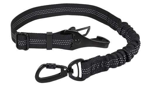 Trela refletiva para cães com cinto de segurança para carro Coleira de segurança refletiva preta para cão, 55-65 cm, alça ajustável, com clipe metálico para viagem segura de carro.