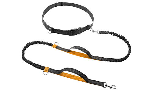 Trela retrátil para cães mãos livres Coleira retrátil para corrida de cão laranja, 70-120 cm, 2,5 cm de largura, cinto ajustável, alças acolchoadas.