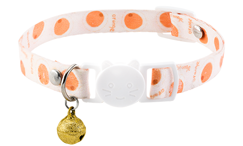 Coleira de Gato Separatista Coleira para gato com design laranja, ajustável e leve para conforto, com fivela branca e sino dourado.