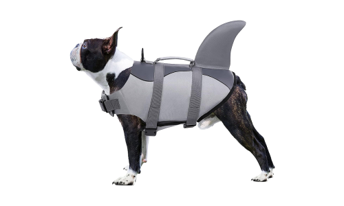 Colete salva-vidas para cães com tema de tubarão, tiras seguras, para segurança e flutuação, para diferentes tipos de cães.
