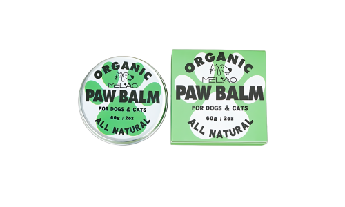 Lata e caixa verde e branca de bálsamo para patas orgânico e natural para cães e gatos, 60g, para aliviar e proteger.
