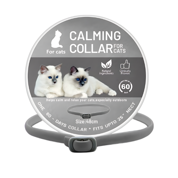 Coleira Calmante para Gatos para Aliviar a Ansiedade Coleira calmante para gatos, alívio de ansiedade, para pescoços até 48 cm, até 60 dias de apoio calmante.