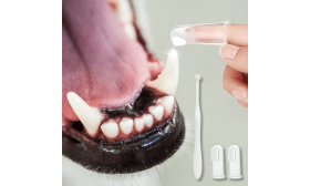 Conjunto Completo de Cuidados orais para Cães: escova de dentes, 2 escovas de dedos e pasta de dentes de baunilha