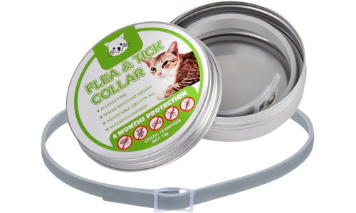 Coleira natural para pulgas e carrapatos para gatos, 8 meses de proteção, resistente à água e design duradouro.