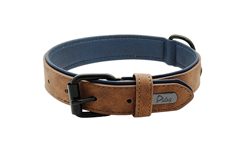 Coleira de veludo marrom de luxo para cão, 35-37 cm, com fivela metálica preta e D-ring, para visual estiloso.