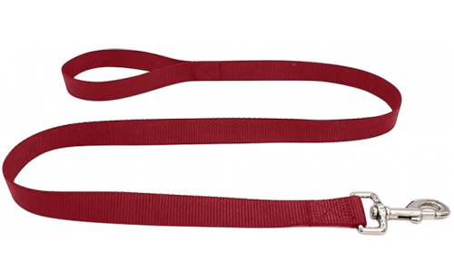 Coleira de cão de nylon vermelha, 120cm, fácil de limpar, material durável e seguro com fecho prateado.