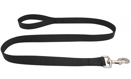 Coleira de cão de nylon preta, 120cm, fácil de limpar, material durável e seguro com fecho prateado.